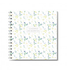 Cuaderno de espiral Flores azules y verdes
