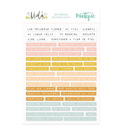 Pegatinas puffy frases Vida de Mintopia