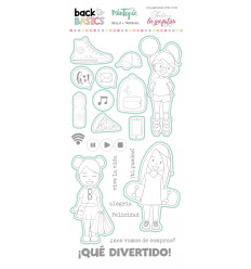 Sello y troquel coordinado Cosas de chicas Back to Basics