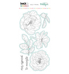 Sello y troquel coordinado Peonias 1 Back to Basics