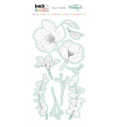 Sello y troquel coordinado Peonias 2 Back to Basics