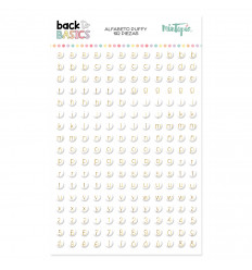 Alfabeto puffy blanco y foil dorado Back to Basics